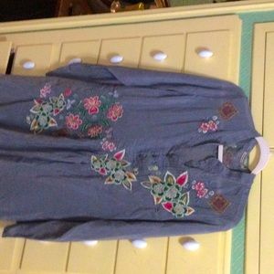 JOHNNY WAS EMBROIDERED TUNIC DRESS